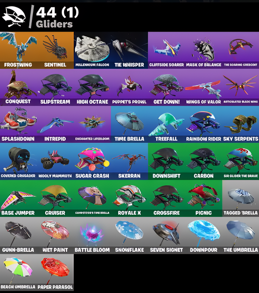 63 SKINS / SPARKLE SPECIALIST / FA / FLOSS / BLUE SQUIRE / THE REAPER / EOYALE KNIGHT / ELITE AGENT / TAKE THE L / TRAILBLAZER