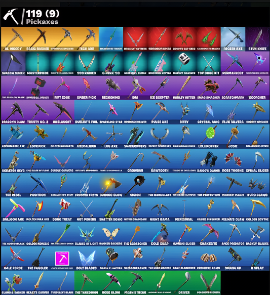 105 SKINS / MAIL CHANGE / BLUE SQUIRE / FA / THE REAPER / ROYALE KNIGHT / ELITE AGENT / TAKE THE L / OMEGA (STAGE5)